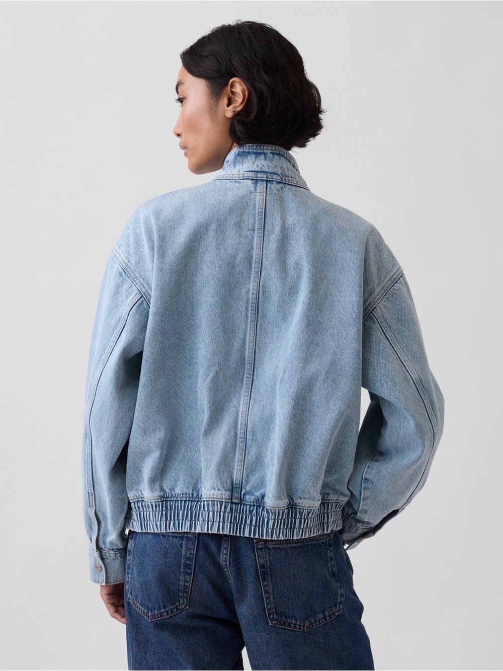 GAP Light Wash Denim Jacket - Women's Casual Bomber - Picture 3 of 3
